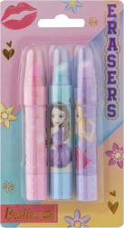 Besties viskelædere formet som læbestift 3 stk.