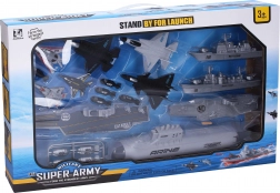 Hangarskib med katapult og ubåd