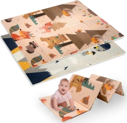 Dobbeltlags sammenklappelig XPE skumlege­måtte 120 × 180 cm med dyre- og bjergmotiv Humbi