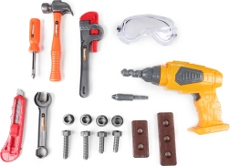 Børneværktøjssæt med funktionel boremaskine