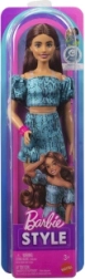 Mattel Barbie Fashionistas samlerdukke med mørkt hår i todelt turkis outfit