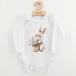 babybody med print kanin med blomster new baby
