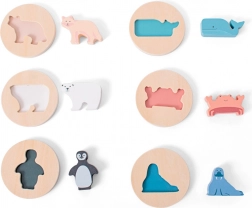 Træindsætningspuslespil med dyreomrids