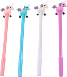 kuglepen med enhjørning, sort patron 0,5 mm – farvemix