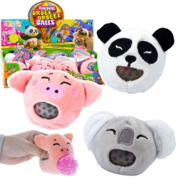 Plysset klemmende squishy med gelkugler – koala, panda, lille gris 6 cm