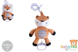 Plys hjortekid med optræksmelodi og klips til barnevogn og tremmeseng 30 cm