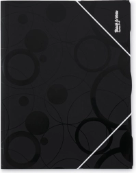 mappe med elastik a4 black and white, sort