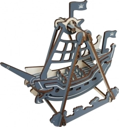 Woodcraft træ 3D-puslespil piratskibsgynge
