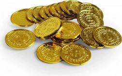 Plastiske guldmønter til leg, 24 stk.