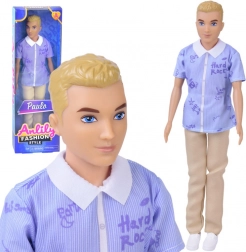 Anlily dukke dreng blond i skjorte og lyse bukser