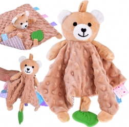 Plysbamse-klud med kanin, mærkebånd og bidering til babyer – Bjørn