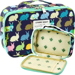 Behagelig skoletaske med organizer og indvendig lomme - blå