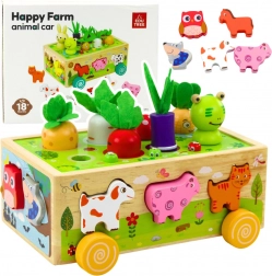 Træpædagogisk gård på hjul med sorteringsboks og magnetiske orme