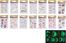 Selvklæbende tatoveringer, der lyser i mørket 6 × 10,5 cm – mix af enhjørninger og pirater