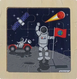 Træpuslespil Rum – På Månen, 9 brikker