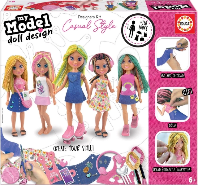 Kreativt sæt EDUCA My Model Doll Design: afslappet stil