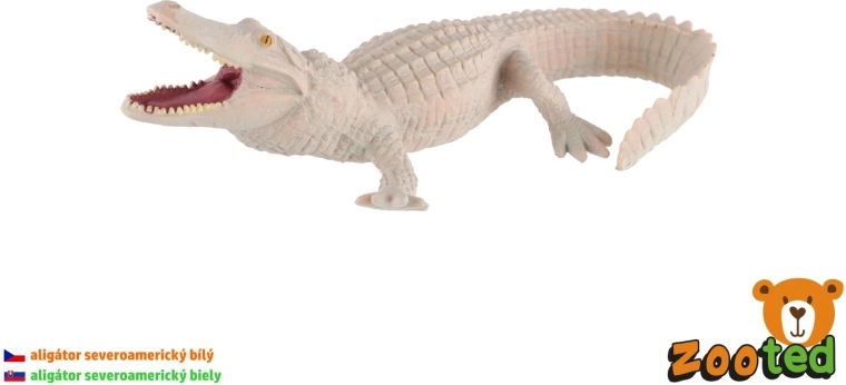 Figur af en hvid amerikansk alligator, 15 cm