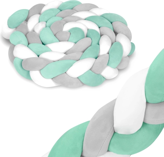 Flettet sengebeskytter 3 m mint–grå RICOKIDS