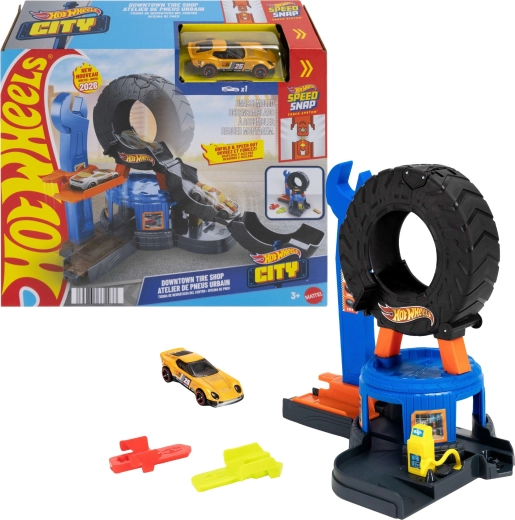 Hot Wheels City værksted med udfoldeligt dæk og bil