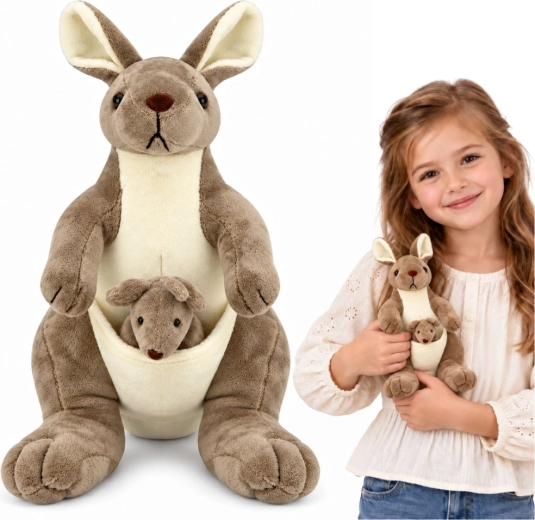 Bamse-kænguru med unge 25 cm