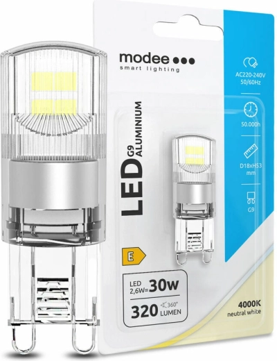 Modee LED pære G9 aluminium 2,6 W neutral hvid