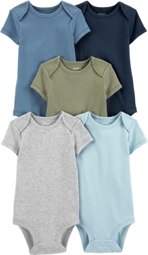 Carter's babybody med kortærme i monochrome farver til dreng, 5 stk.