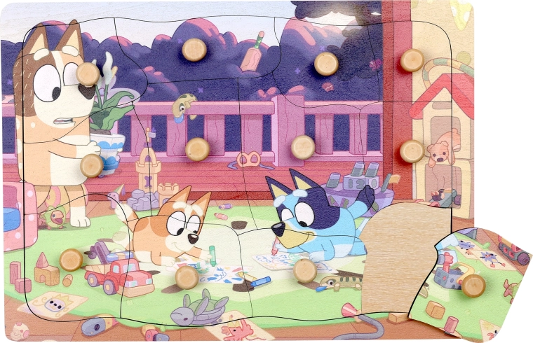 Træpuslespil med greb Bluey – 12 brikker