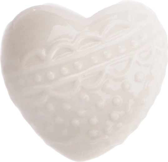 Hvid porcelænshjerte dekoration 6 × 4 × 6 cm