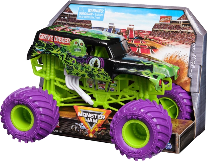 Metalkarosseri med ikonisk Grave Digger-grafik
