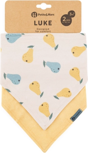Petite&Mars bandana-savlesmække Luke, 2 stk. – Beige pears og intense ochre