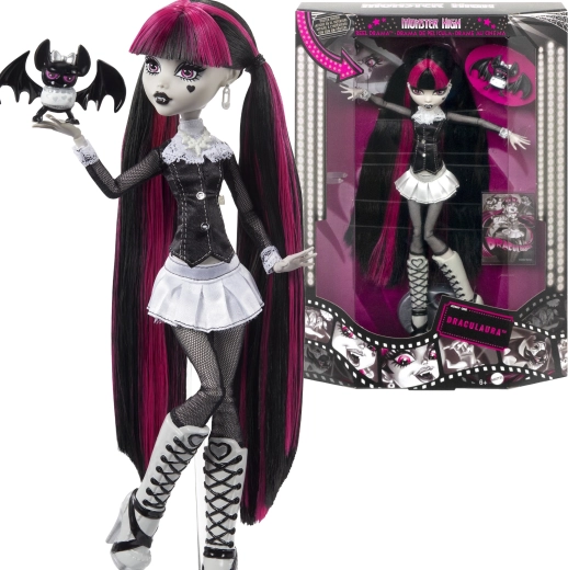 Outlet-dukke Monster High Draculaura Reel Drama 26 cm med tilbehør – beskadiget emballage