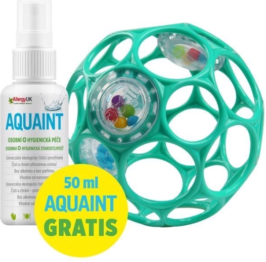 OBALL rangle Rattle 10 cm (mørk turkis) + AQUAINT rensende vand 50 ml