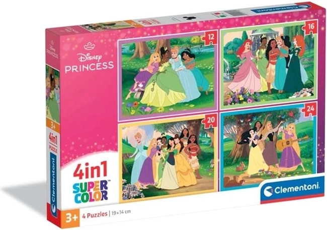 Clementoni SuperKolor Puzzle 4 i 1 Disney Princess