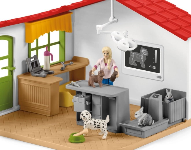Realistisk veterinærklinik med røntgen