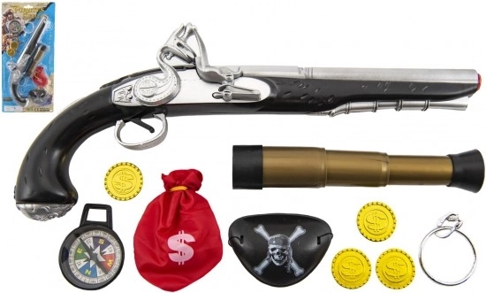 Piratsæt med pistol, kikkert og tilbehør