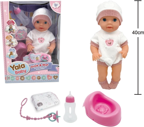 Tissende babydukke med potte, 40 cm