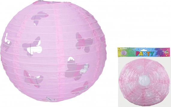 Lampion kugle 30 cm med sommerfuglemotiv