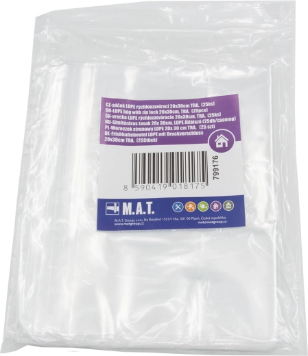 LDPE lynlukkende poser 20 × 30 cm, pakke med 25 stk.
