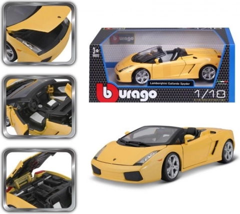 Metalmodel af lille bil Lamborghini Gallardo Spyder gul