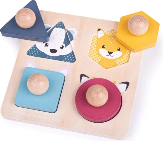 Bigjigs Toys træpuslespil med dyreformer og knopper