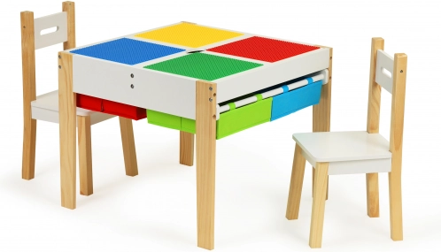 Træsæt til børn: bord og 2 stole ECOTOYS