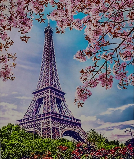 Norimpex mal efter tal Eiffel-tårnet på baggrund af blomster 40 × 50 cm