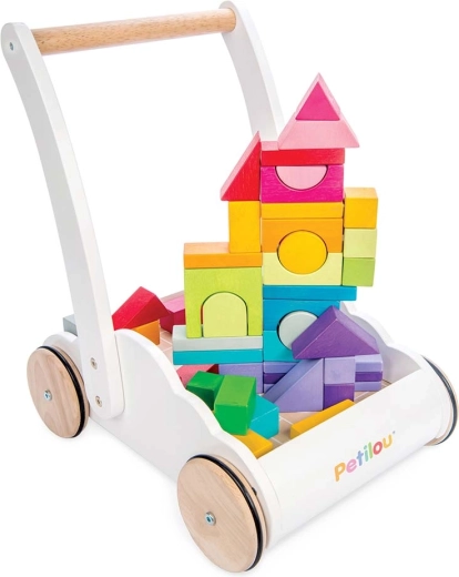 Le Toy Van træ-gåvogn Rainbow cloud med klodser