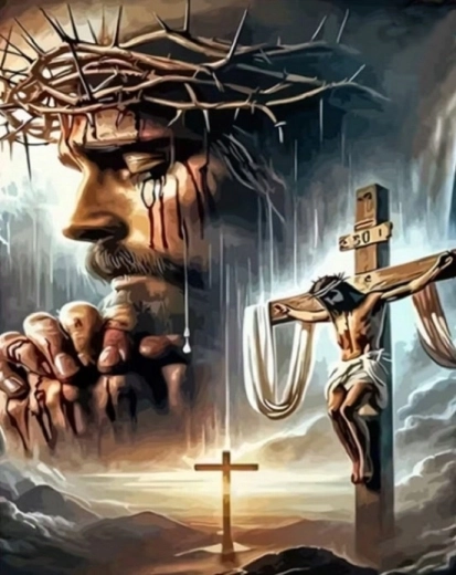 Norimpex diamantmaling Jesus – klagesang på Langfredag 30 × 40 cm