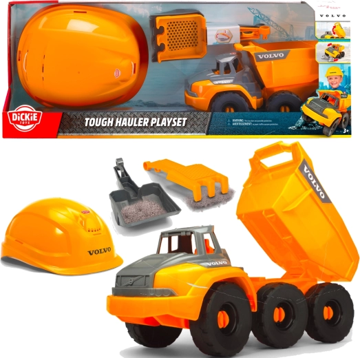 Dickie Toys Volvo byggesæt med tipvogn og beskyttelseshjelm