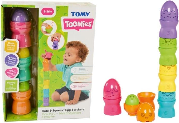 TOMY Toomies stabelpyramide af æg Hide & Squeak