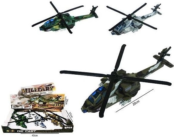 Militær helikopter 20 cm med lys og lyd