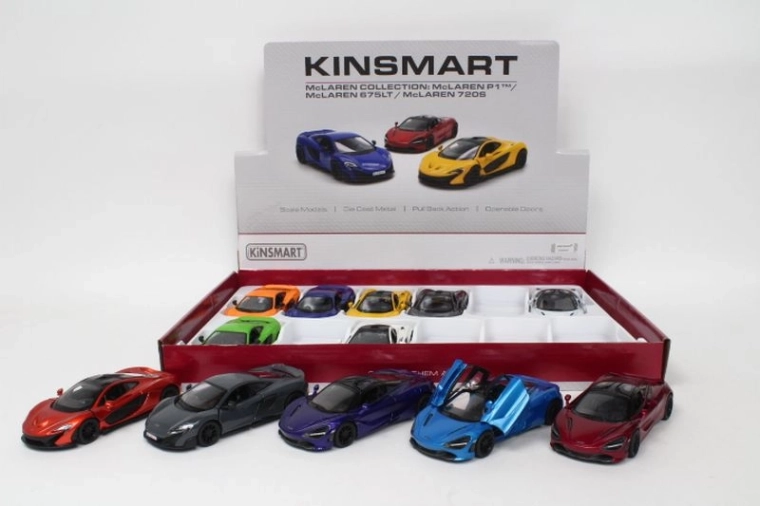 McLaren – metalbilmodel 13 cm med døre der kan åbnes og pull-back-træk