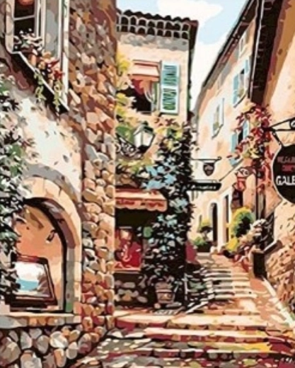 Diamantmaleri Magien i den gamle by 30 × 40 cm