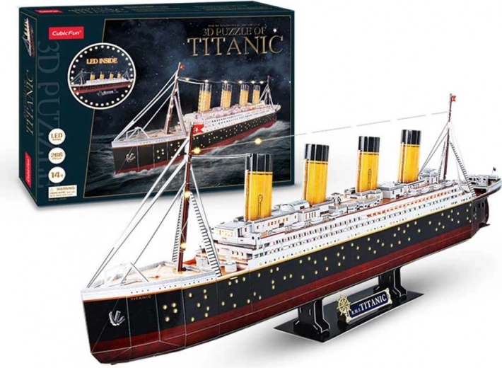 Lysende 3D‑puslespil Titanic 266 brikker